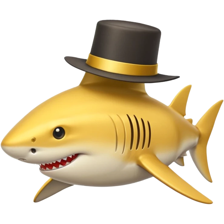 Golden shark with cilinder emoji