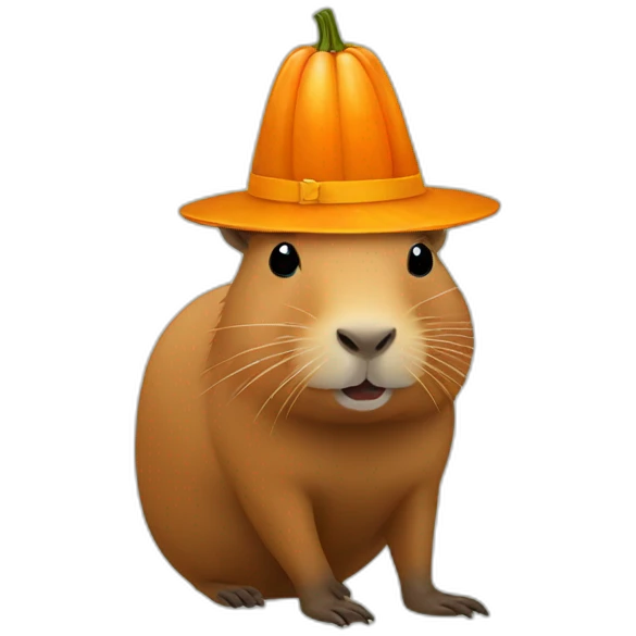 capybara wearing pumpkin hat emoji
