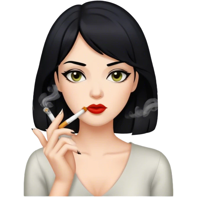 women whith black hear smoking emoji