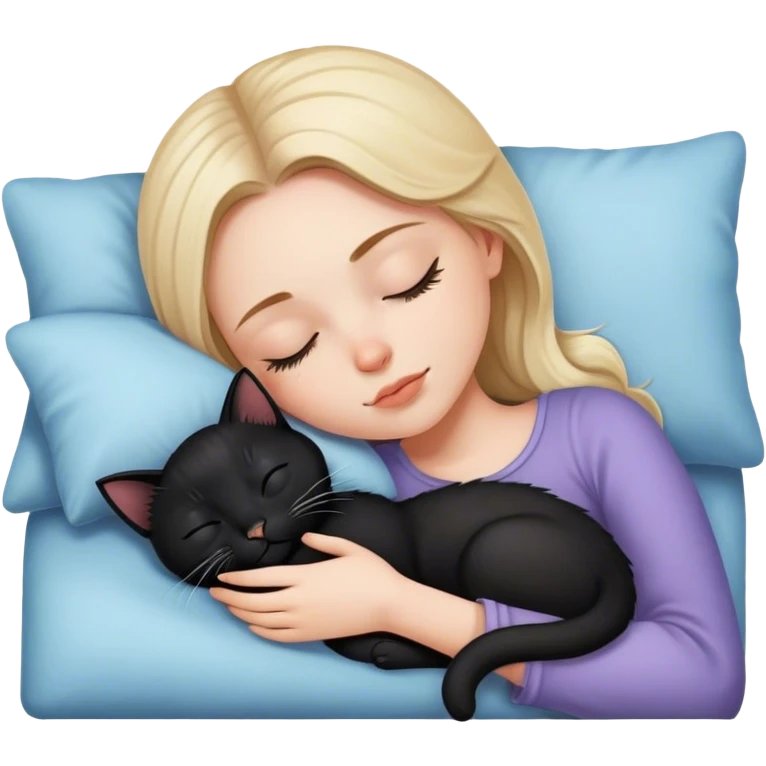  white girl sleeping with one black kitten emoji