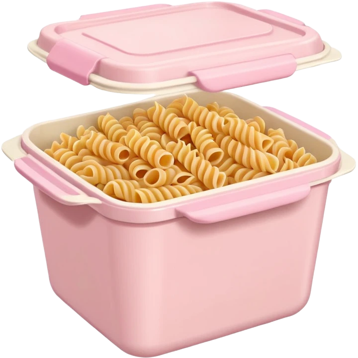 pastel pink food container with pasta inside emoji