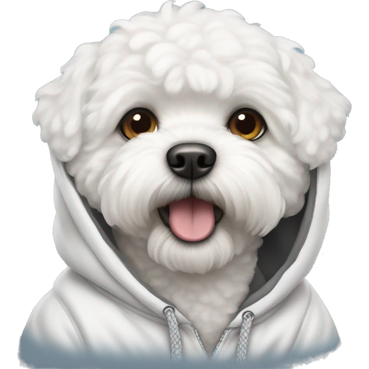 Dog bichon frise wearing hoodie emoji