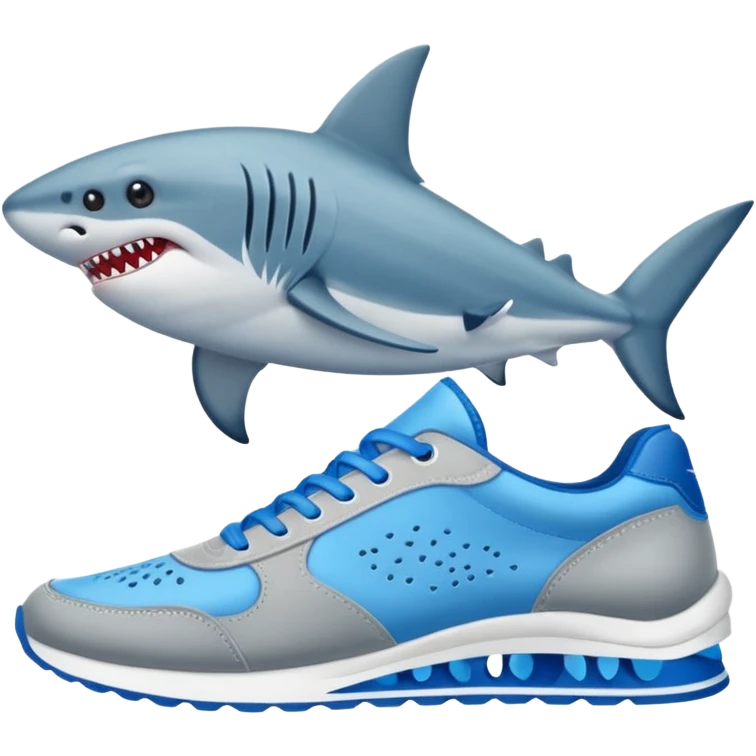 Tiburón con zapatillas celestes emoji
