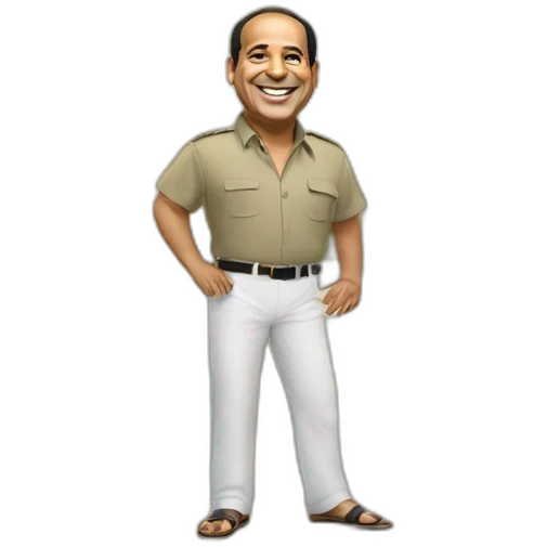 Abdel Fattah El-Sisi standing laughing on the beach emoji