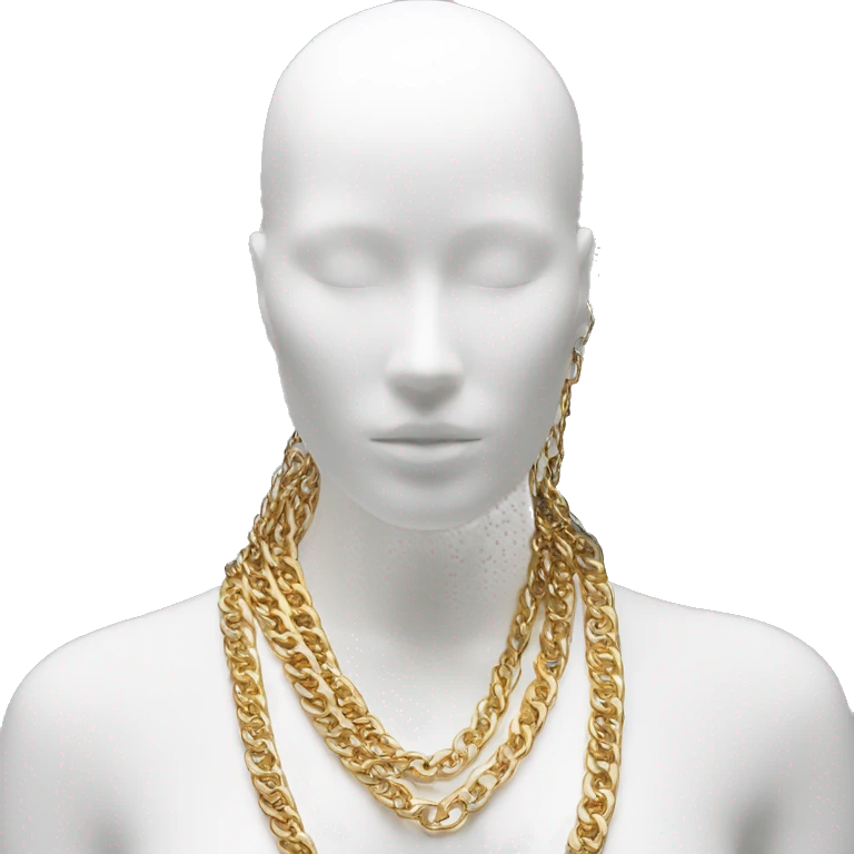 white mannequin no face with gold chain on neck emoji