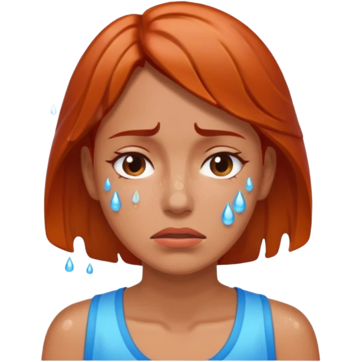 woman feeling very hot, sweating with face redish and drops emoji