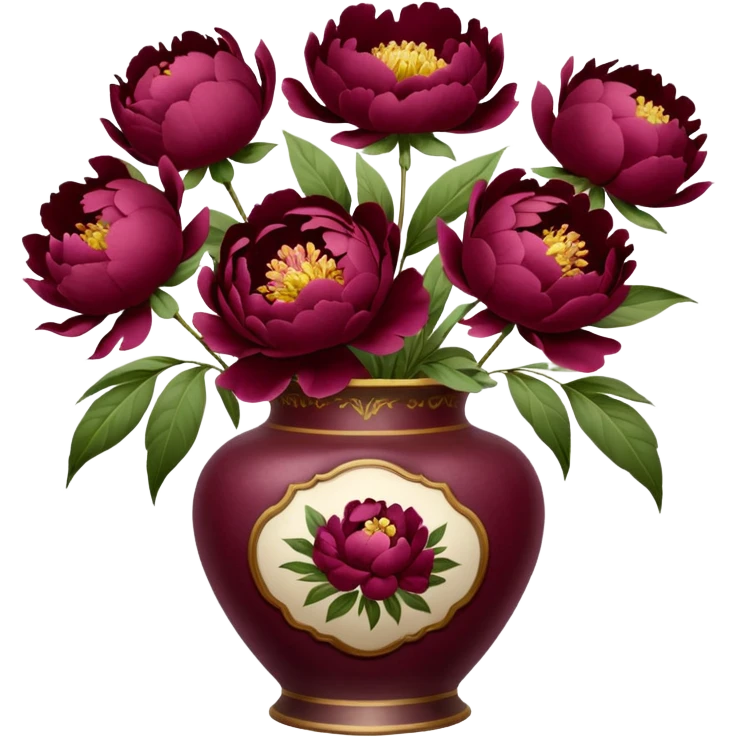 burgundy peonies in a vintage vase emoji