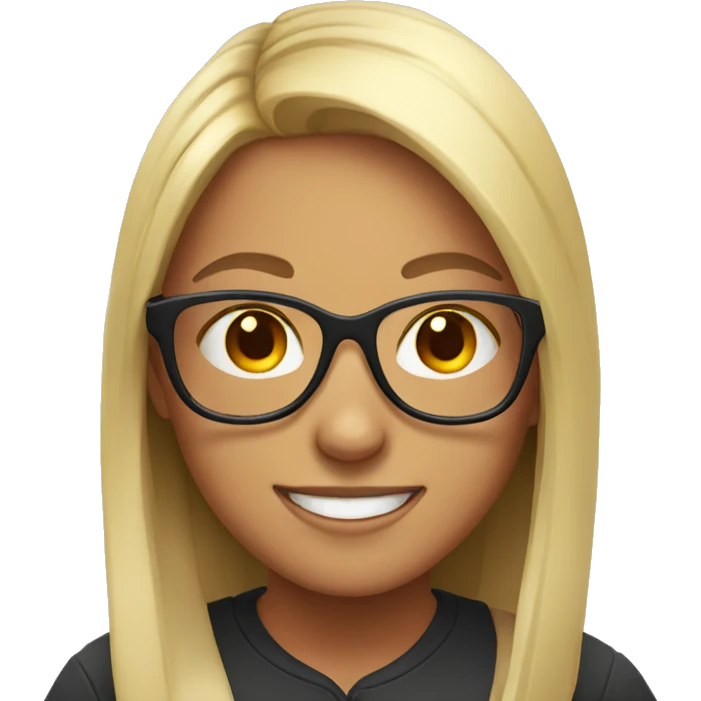 smiling girl with glasses indoors emoji
