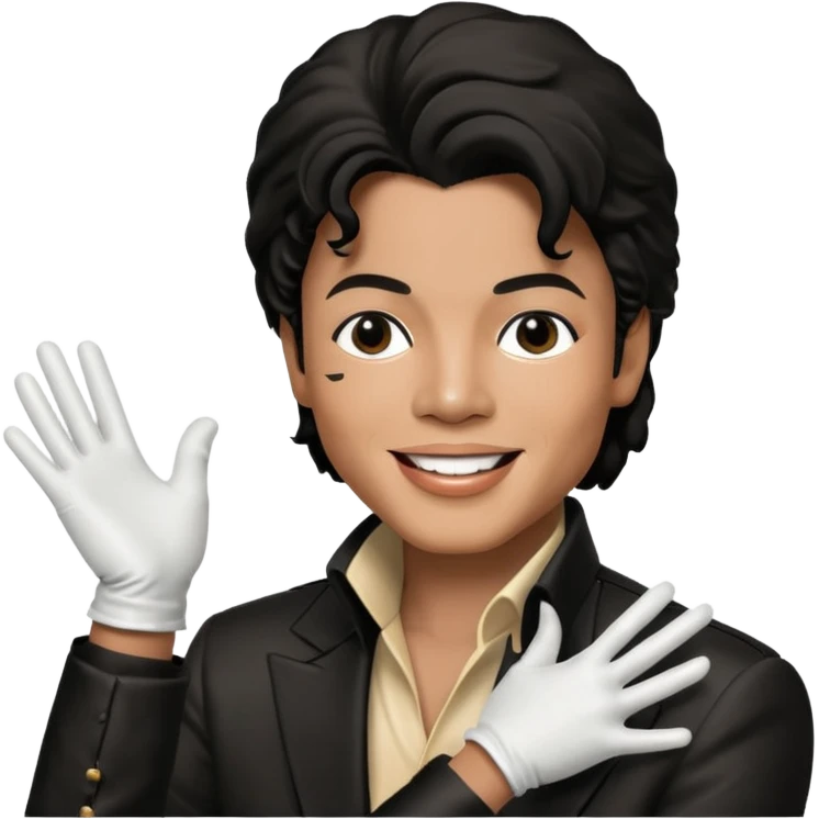 michael jackson is singing with mirco and white glove emoji