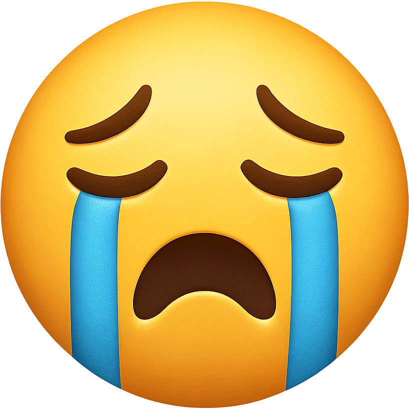 yellow face with crying expression emoji, digital illustration emoji