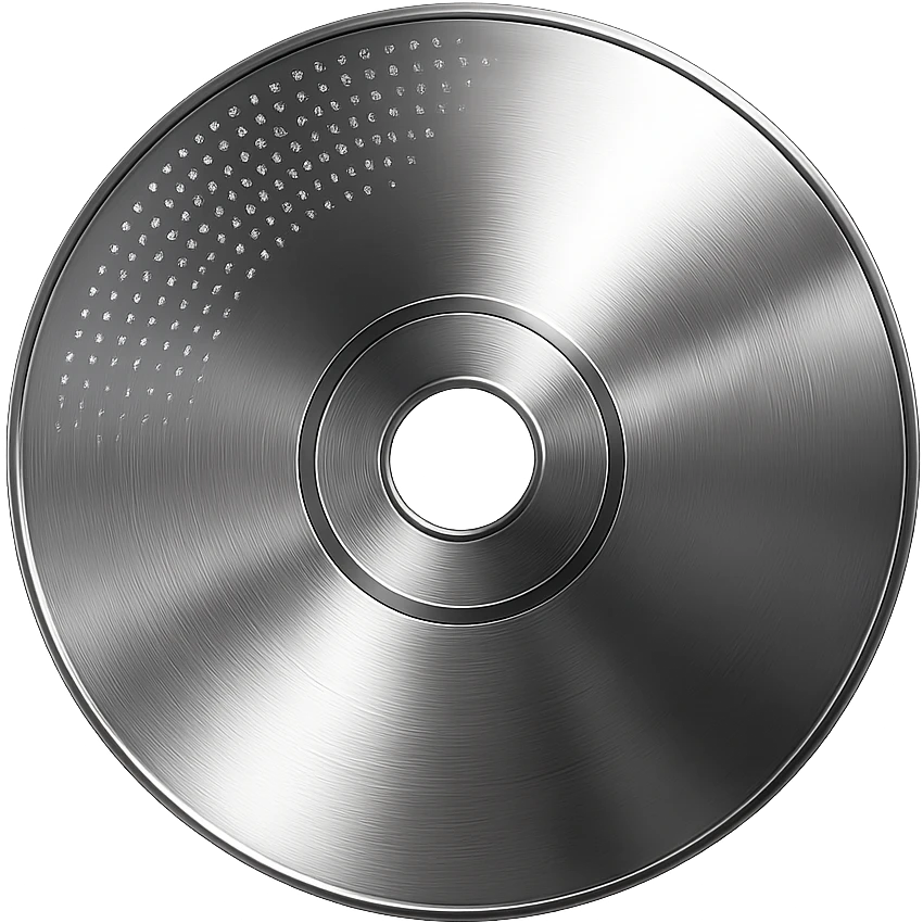 A minimalist CD disc with dot pattern, glowing effect, purple color emoji