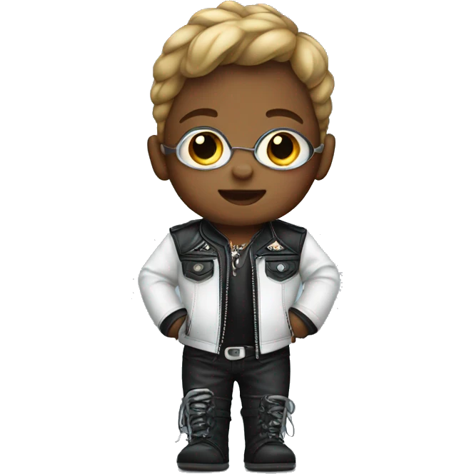 Baby wearing a biker outfit emoji