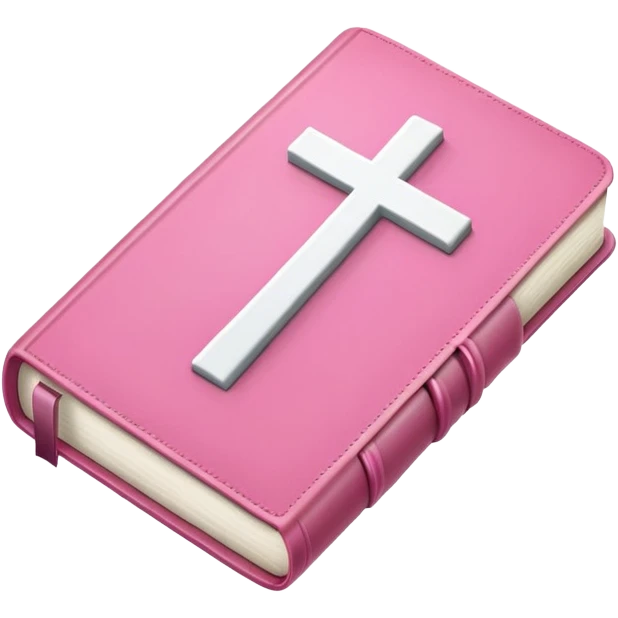 Pink Bible with white cross on front emoji