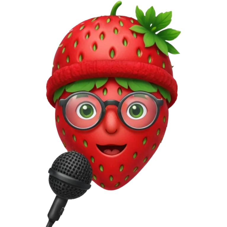 strawberry be hand the mic with glasses  emoji