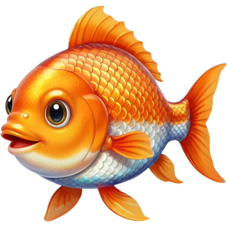 very cute aesthetic fish with big shiny eyes, colorful but soft scales, charming smile emoji