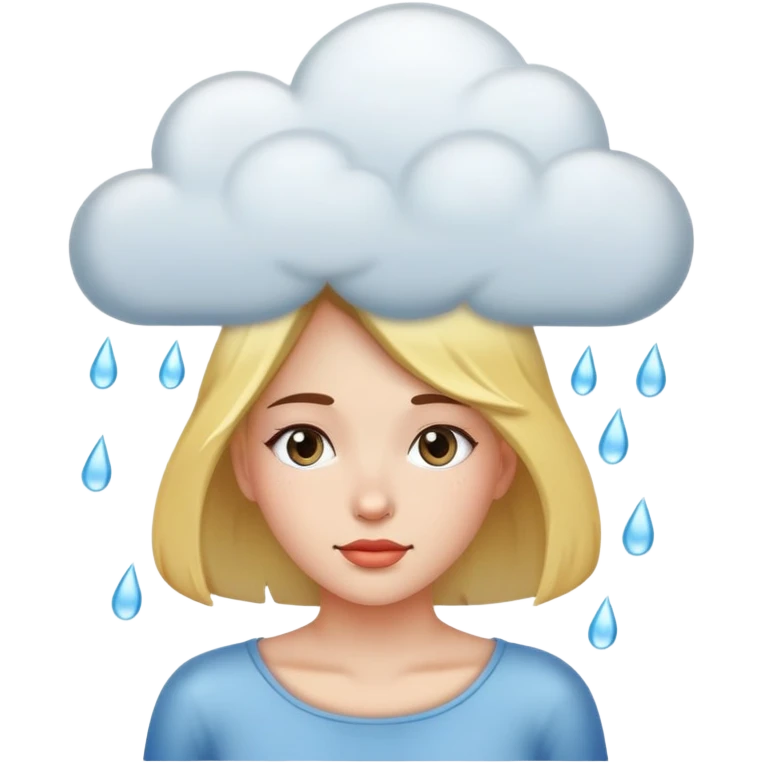 A beautiful girl with a raining cloud for a head emoji