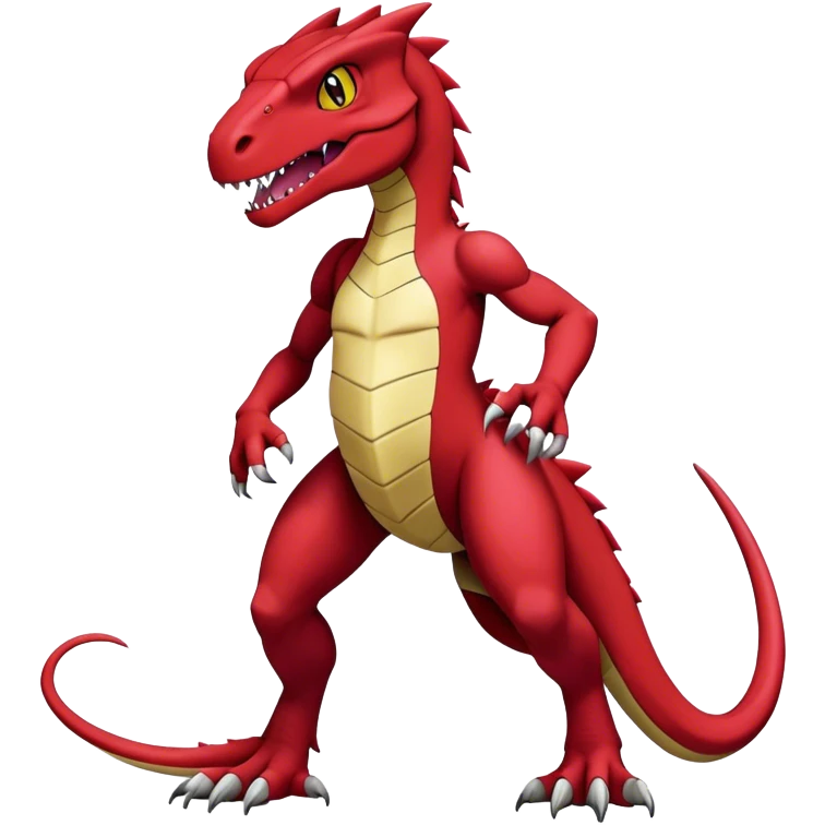  Cool Edgy Maroon Guilmon-Charmeleon-Digimon-Fakemon-Velociraptor full body emoji