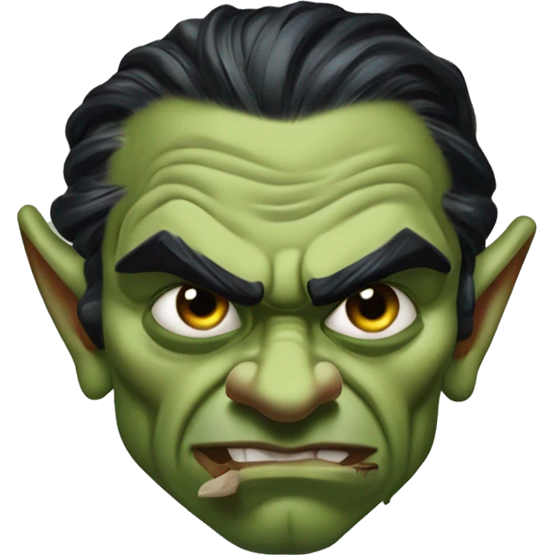 Warcraft half-orc Zlatan in Uncle Scrooge style, oil paint, mysterious eyes, intricate lips, masterpiece pose, odd perspective, beautiful, desirable, logical emoji