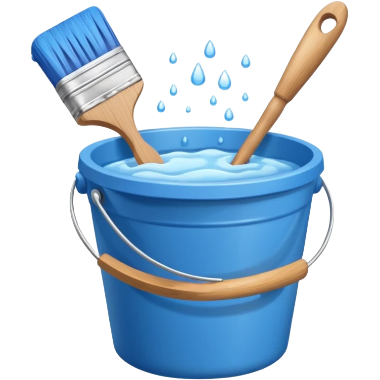 Bucket and brush for cleaning emoji
