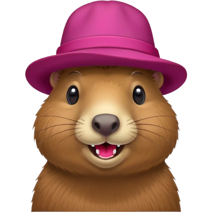 A capybara wearing a raspberry-colored hat emoji