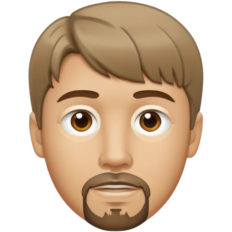  white male, short medium brown colored hair with bangs and goatee,  emoji