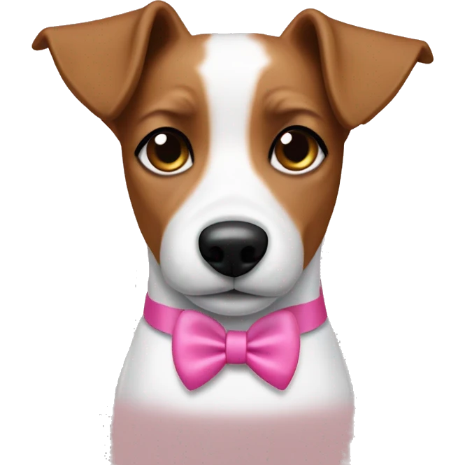 Jack russel dog with pink bow collar  emoji