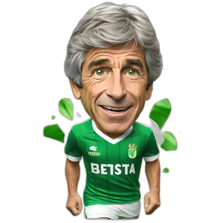 Hiperrealist Manuel pellegrini celebration goal with betis tshirt emoji