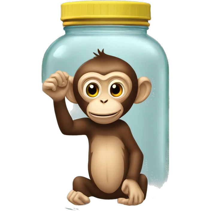 silly monkey with hand stuck in glass jar emoji