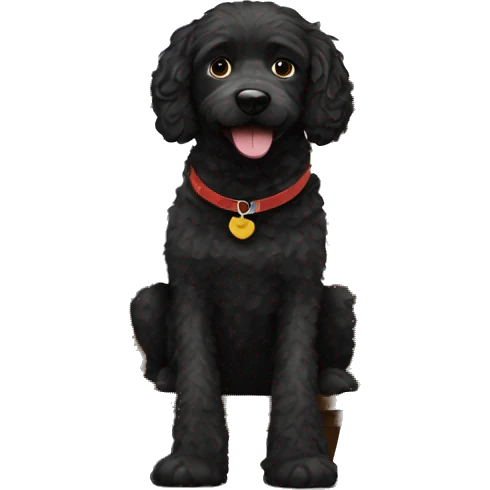 Black doodle dog in a chair emoji