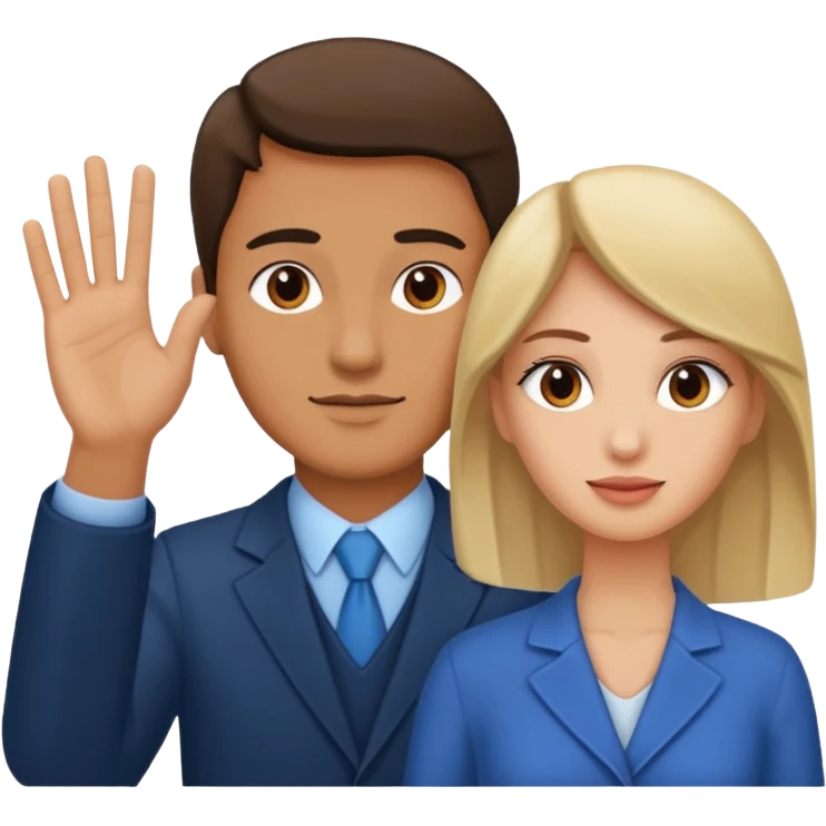 Man behind a bent over woman with his hand up emoji