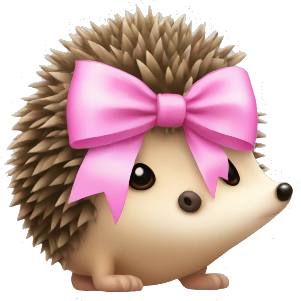 Hedgehog with a pink bow emoji