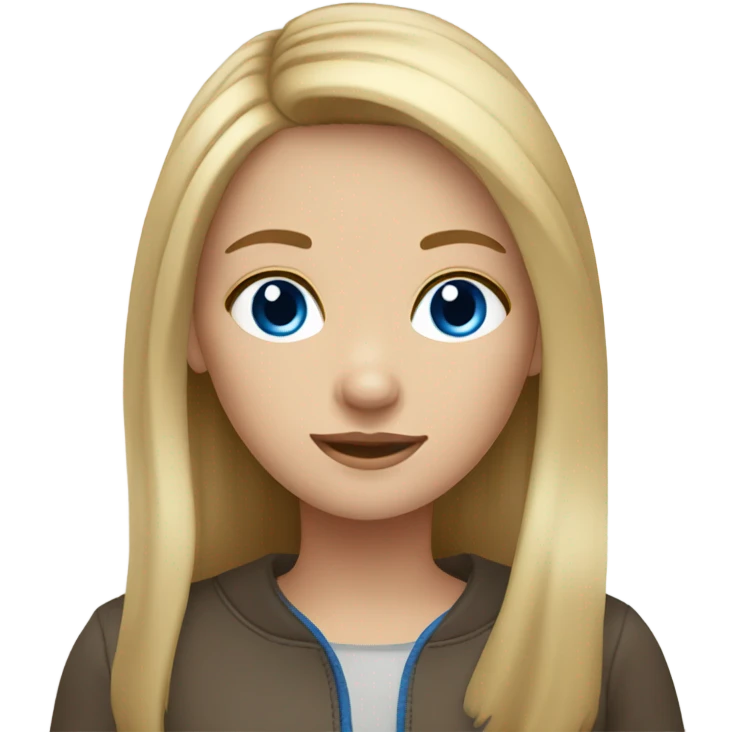 Girl with blonde and brown hair with blue eyes emoji
