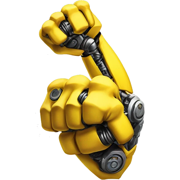 Flexing yellow mechanical cyborg bicep and arm emoji