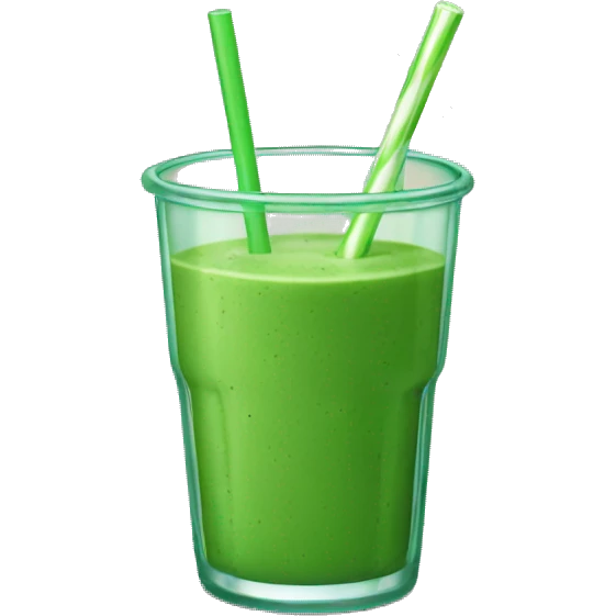 Green smoothie with one glass straw emoji