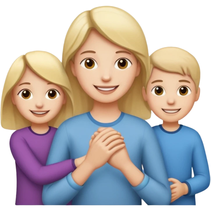 holding hands with kids emoji