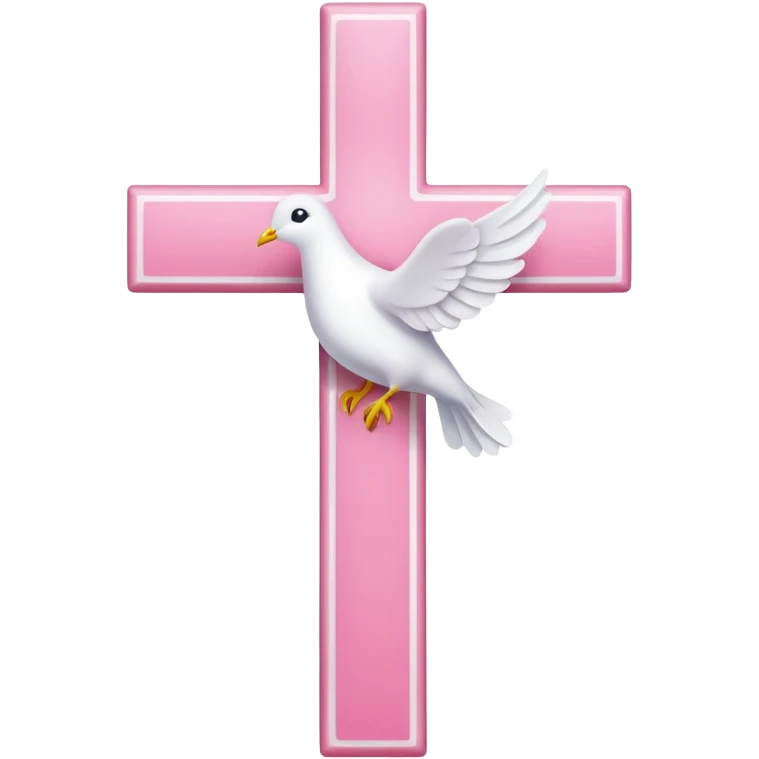 Pink and white simple cross with a dove  emoji
