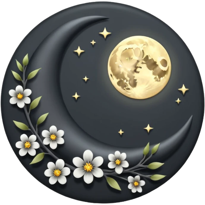 anthracite-colored New Moon with anthracite blossom emoji