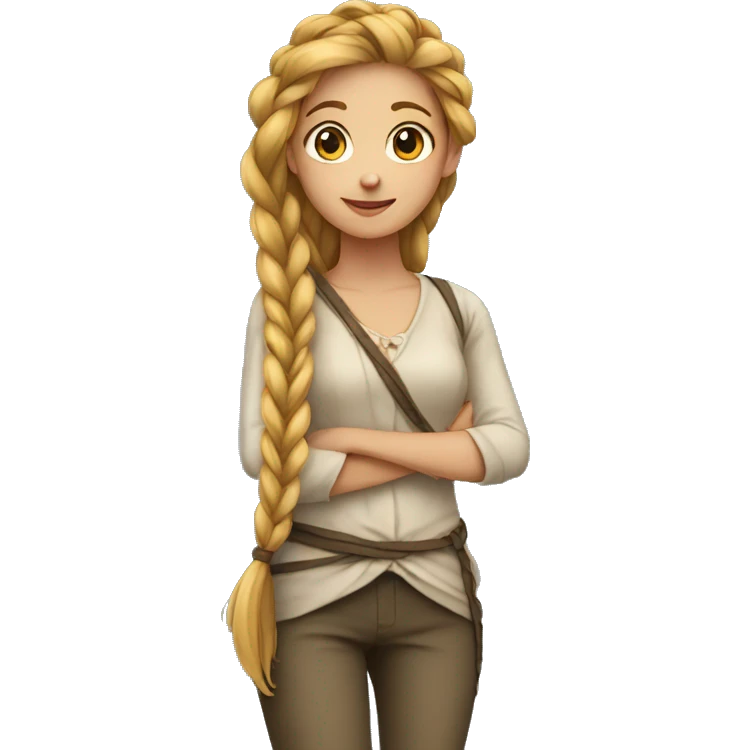 Girl with long braid over her shoulder going down to her waist  emoji