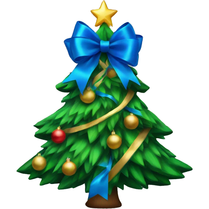 Christmas tree with a blue bow emoji
