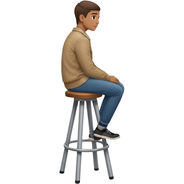 a person sitting on stool full back head turn

 emoji