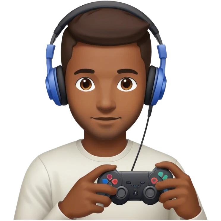 Muchacho guapo con audífonos jugando playstation emoji