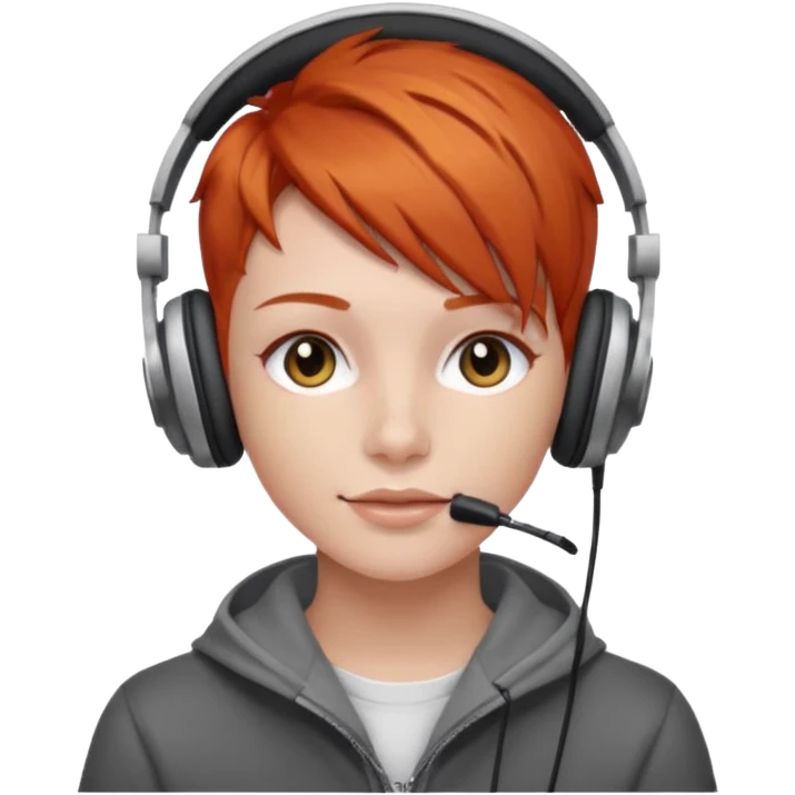 A red head with a fade haircut wearing headphones trading crypto  emoji