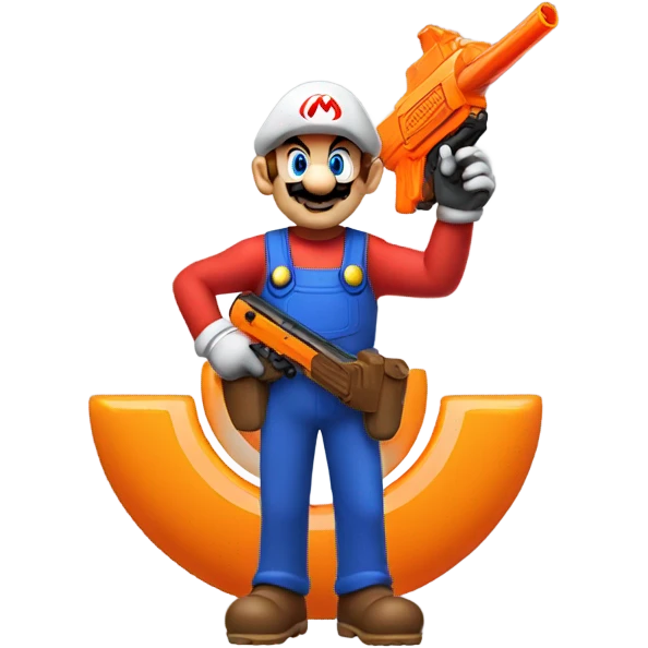 Mario holding an orange nerf gun emoji