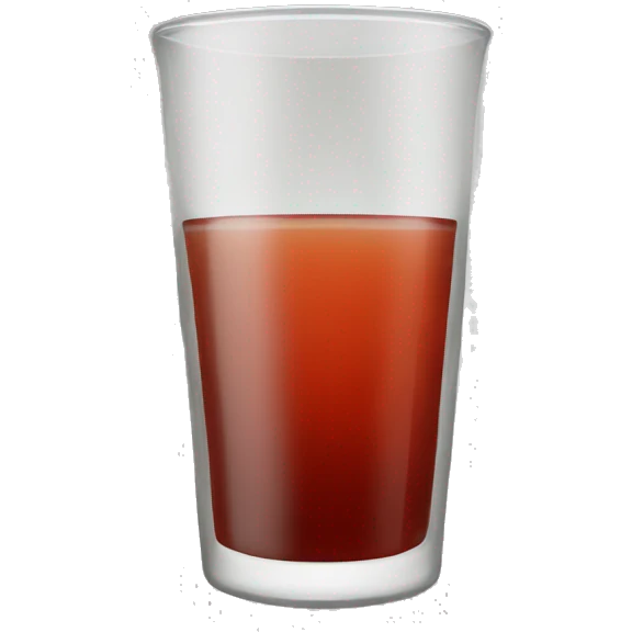 A tea glass with slim belly full with reddish tea emoji