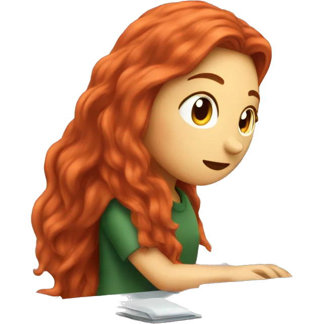 Long Red hair girl coding on a computer  emoji