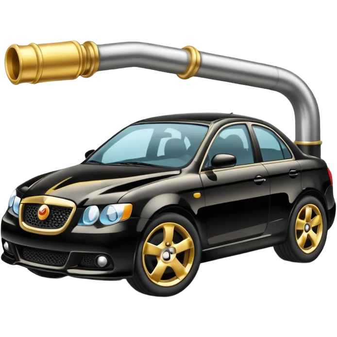 Emoji-style car membership badges: exhaust, black spoiler, and gold wheel can you create them? emoji