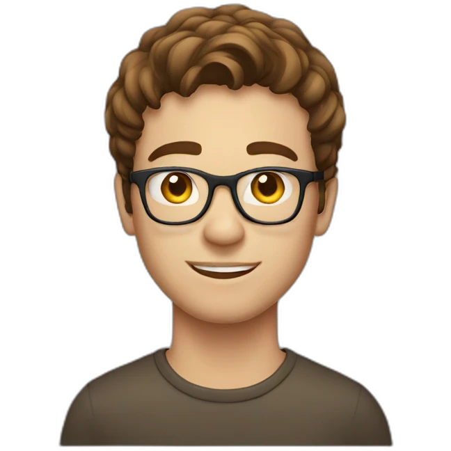 eyeglass brown haired 20 year old guy with a computer emoji