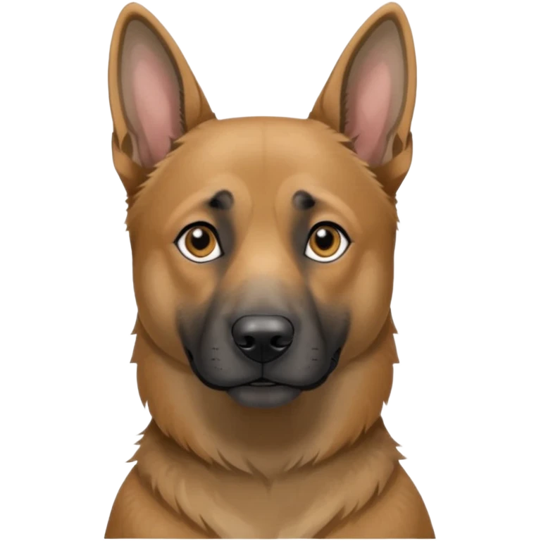 chien Malinois croisé, couleur grise, yeux gris et poils mi long emoji