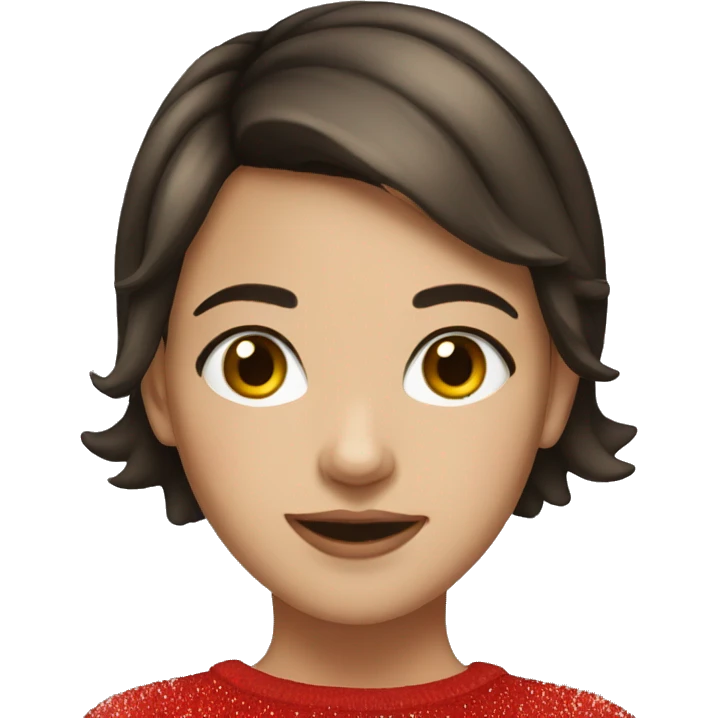Short hair brunette girl in Christmas spirit emoji