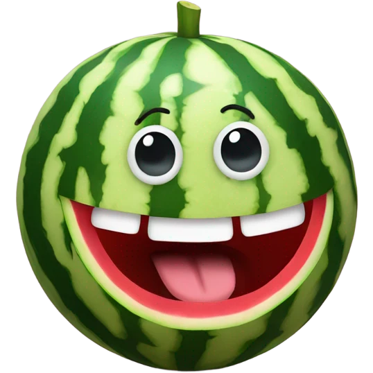 Watermelon with cute face emoji